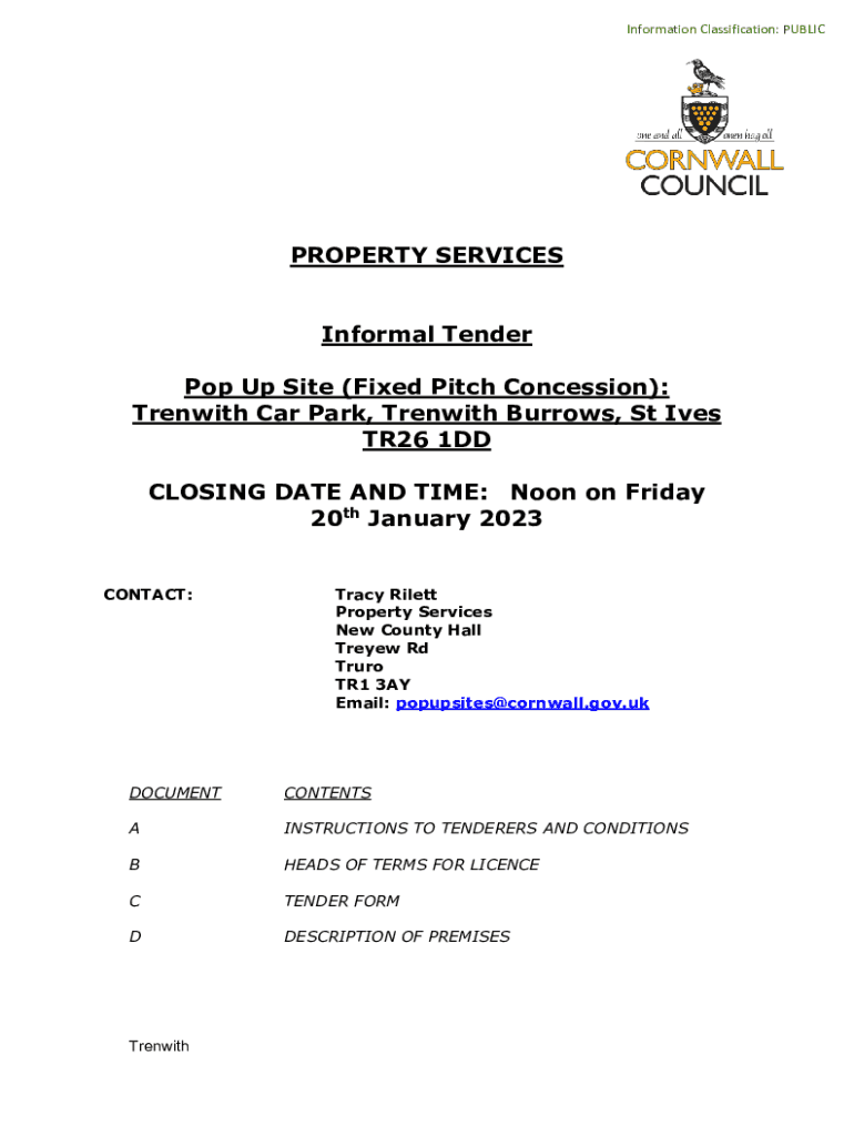 Fillable Online Trenwith Burrows Car Park Tender Application Form Fax