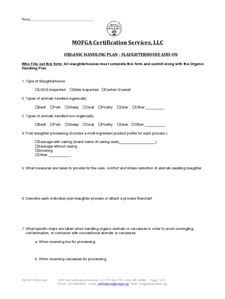 Fillable Online Certification Application Forms MOFGA Certification