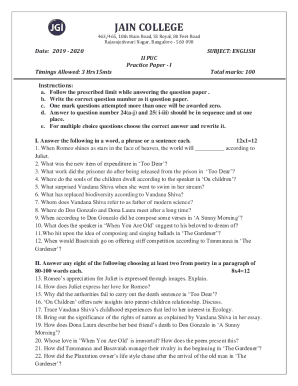 2nd PUC English Model Question Paper 1 with Answers