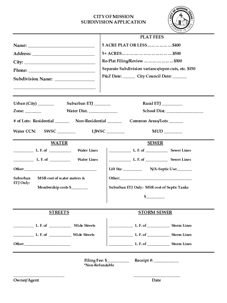 Fillable Online Planning and Zoning Commission of the City of Mission