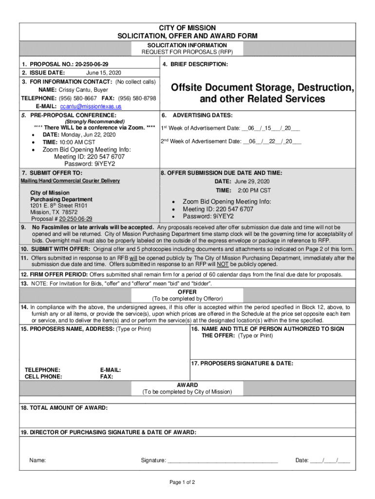 Fillable Online RFB202500629OffsiteDocumentStorageDestruction