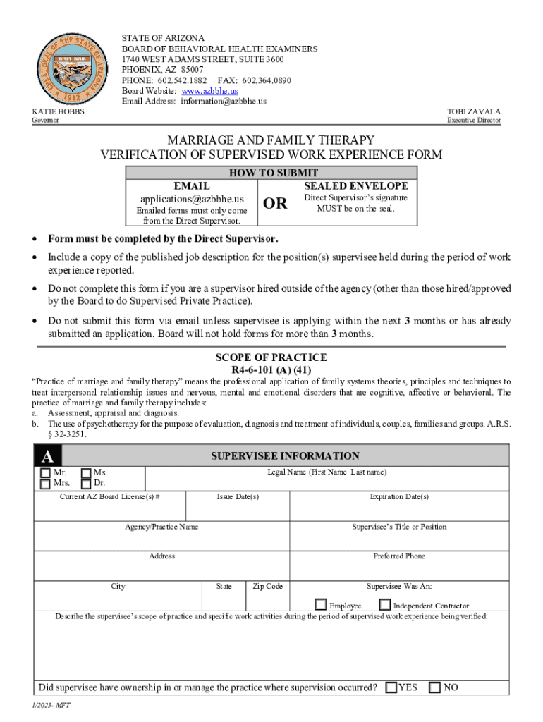 Fillable online verification of clinical supervision form mft