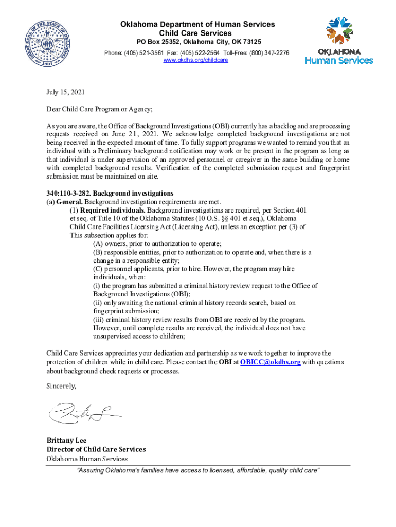 Fillable Online Form 00LT005T. OKDHS Letterhead in color Fax Email ...