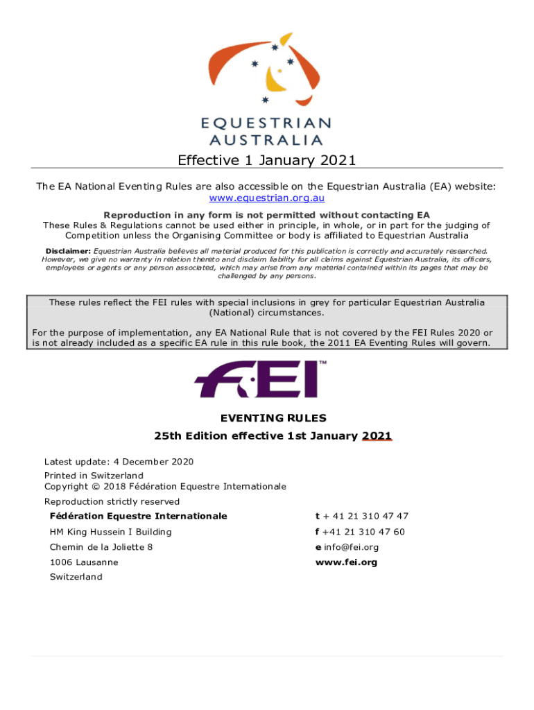 Fillable Online The EA National Eventing Rules are also accessible on