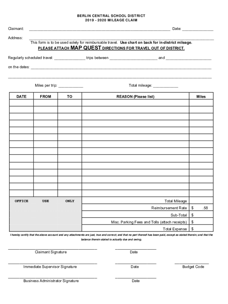Fillable Online QUICK GUIDE TO GENERAL MILEAGE REIMBURSEMENT Fax Email ...