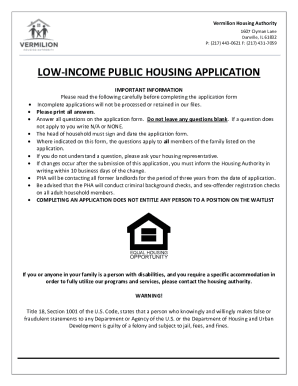 low-income public housing application