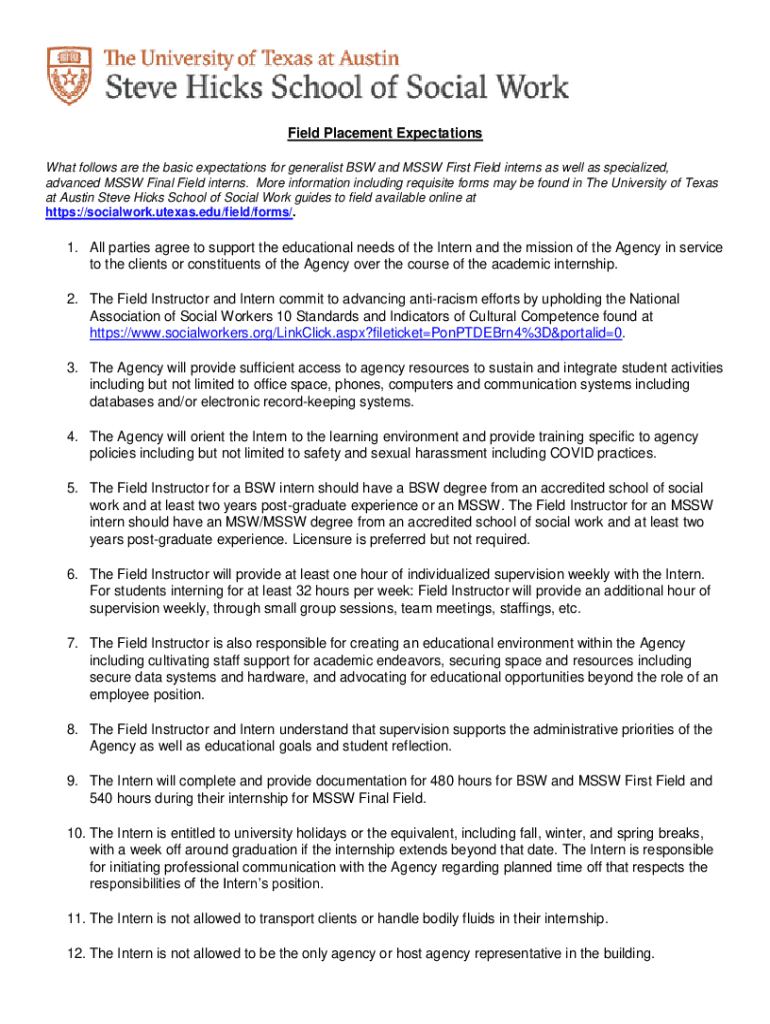 Fillable online you need to know about social work field placement bsw