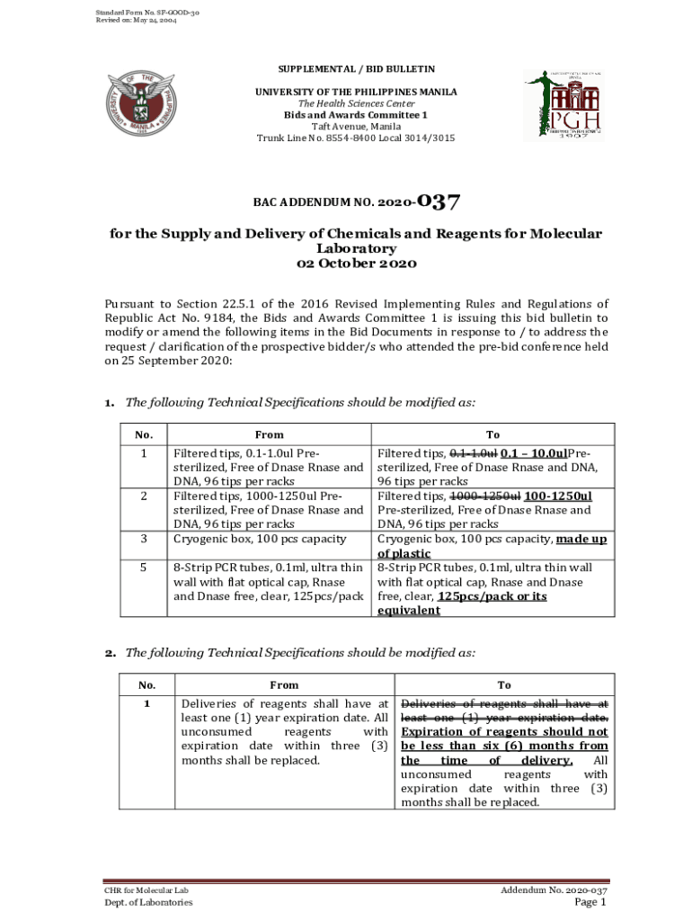 Fillable Online bidsandawards upm edu for the Supply and Delivery of