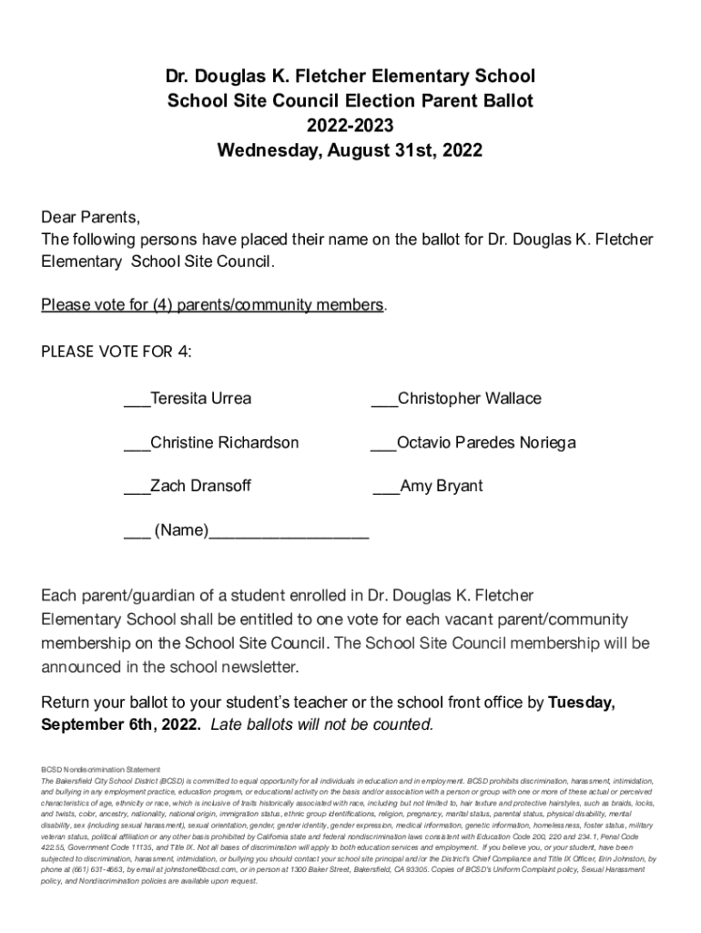 Completable En línea Dr Douglas Fletcher Elementary School