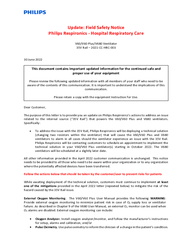 Fillable Online National Patient Safety Alert Philips Health Systems V60, V60 Fax Email