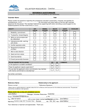 Reference request for volunteers: guidance and templates