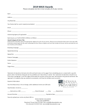 Please complete one form that includes all of your entries