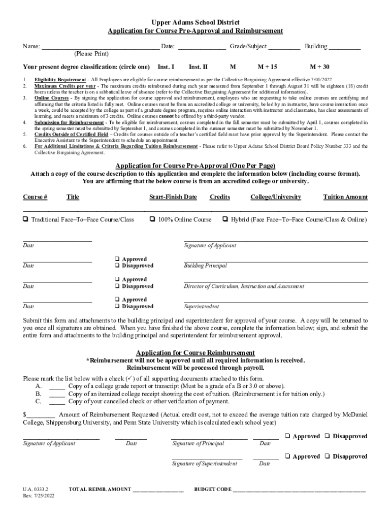 Fillable Online Employee Forms Upper Adams School District Fax Email
