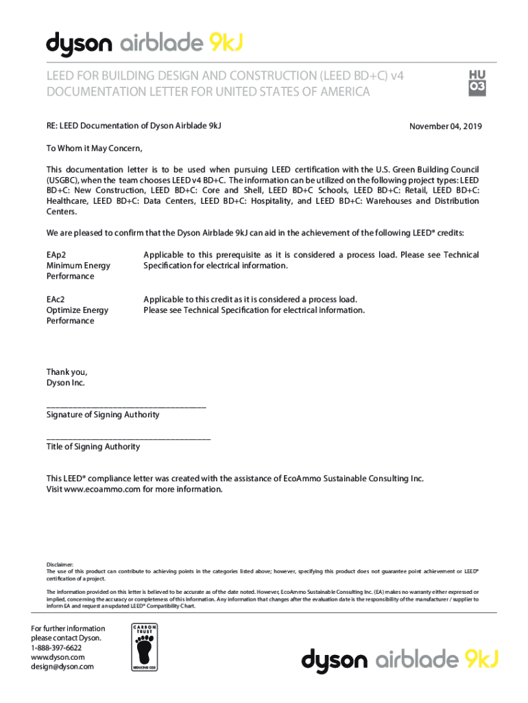Fillable Online LEED FOR BUILDING DESIGN AND ... - Dyson Fax Email ...