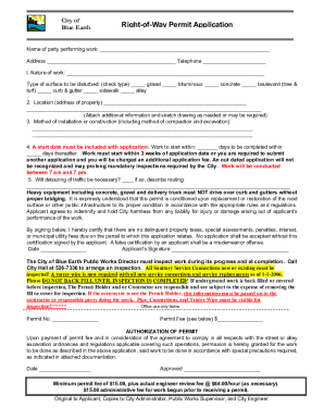 Fillable Online Right-of-Way Permit Application Fax Email Print - pdfFiller