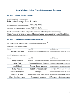 Local Wellness Policy Triennial Assessment Template