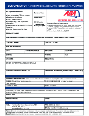 Fillable Online Membership American Bus Association Fax Email Print