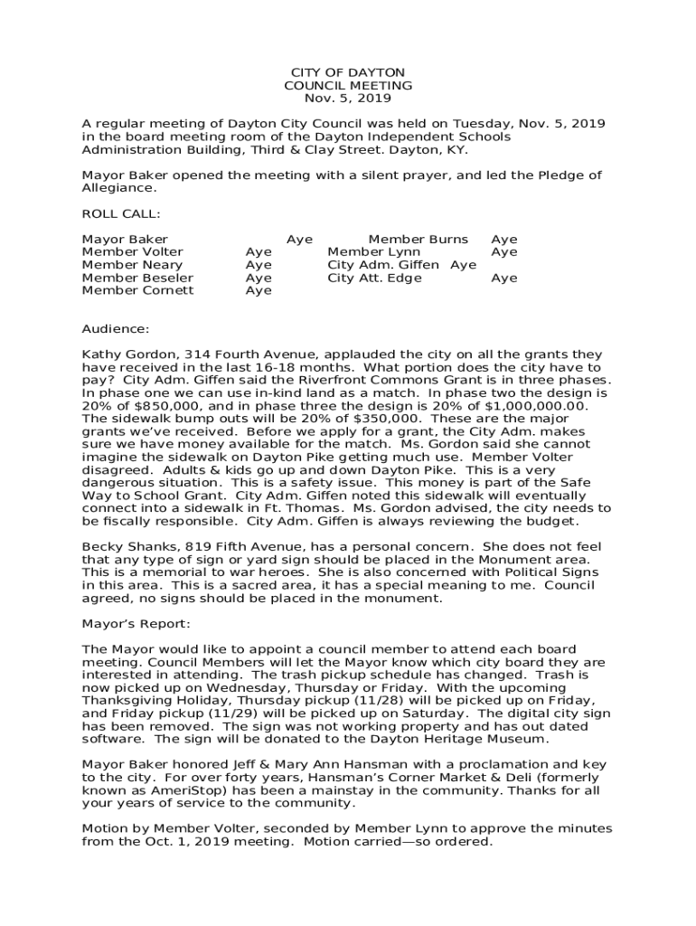 City Plan Board Dayton, Ohio Doc Template pdfFiller