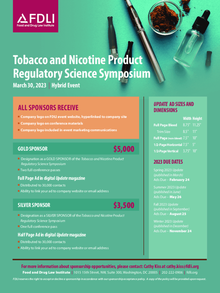 Fillable Online Tobacco and Nicotine Product Regulatory Science Symposium Fax Email Print