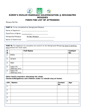 Muslim Marriage Solemnization Form