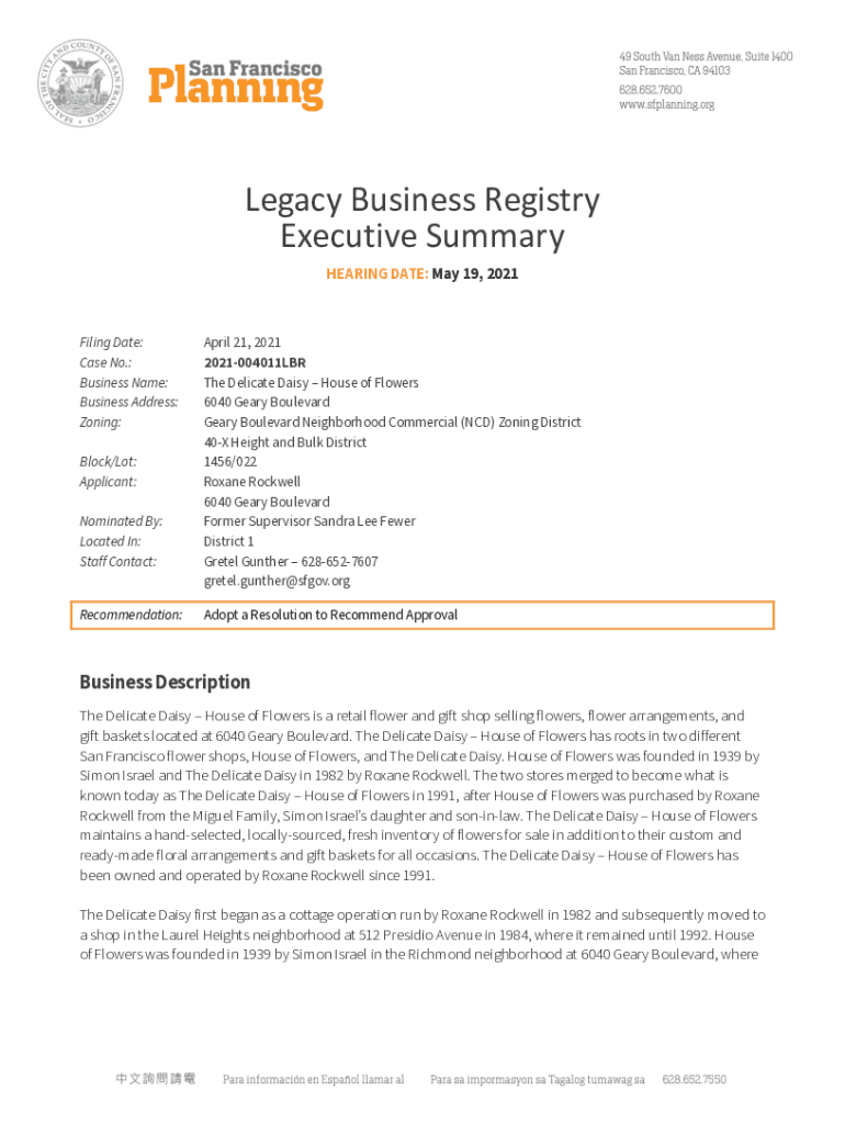 Fillable Online commissions sfplanning DRAFT Executive Summary 6040