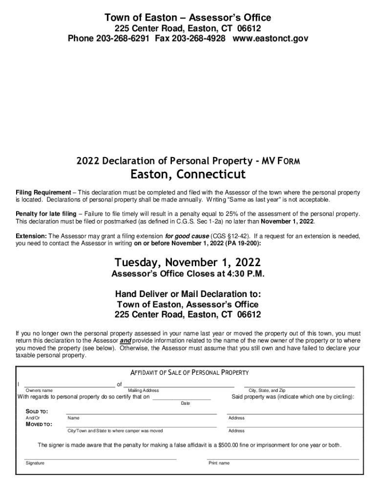 Fillable Online TAX ASSESSOR Property Assessment Information Easton