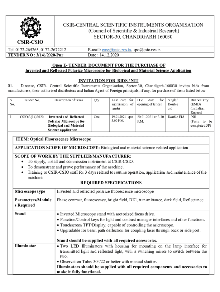 Fillable Online Central Scientific Instruments Organisation, Chandigarh