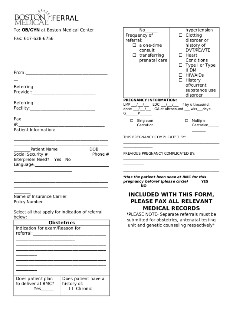 Obstetrics and Gynecology (OBGYN)Boston Medical Center Doc Template ...