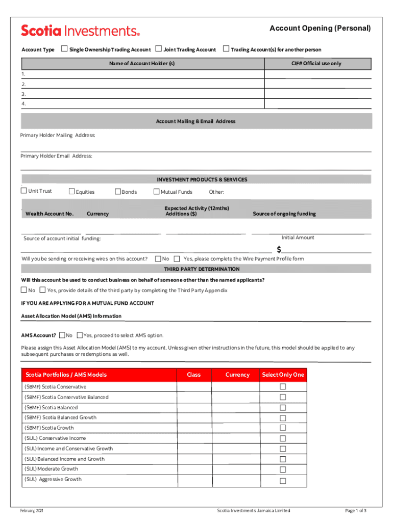 Fillable Online Account Opening (Personal) Scotiabank Jamaica Fax Email Print pdfFiller