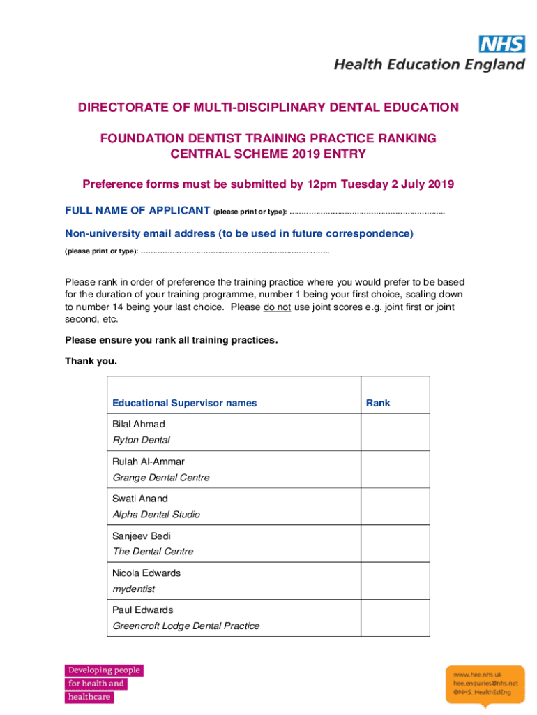 Fillable Online madeinheene hee nhs The twoyear longitudinal dental