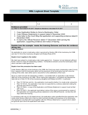 WBL Logbook Sheet Template