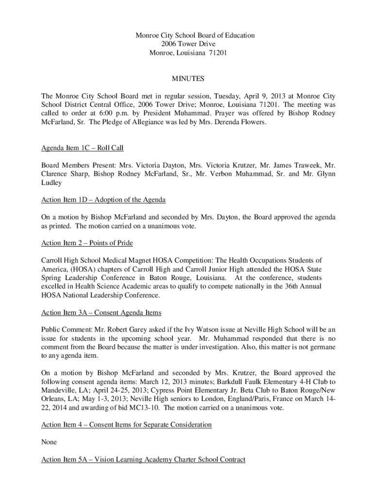 Fillable Online Monroe City Schools BoardDocs Fax Email Print pdfFiller