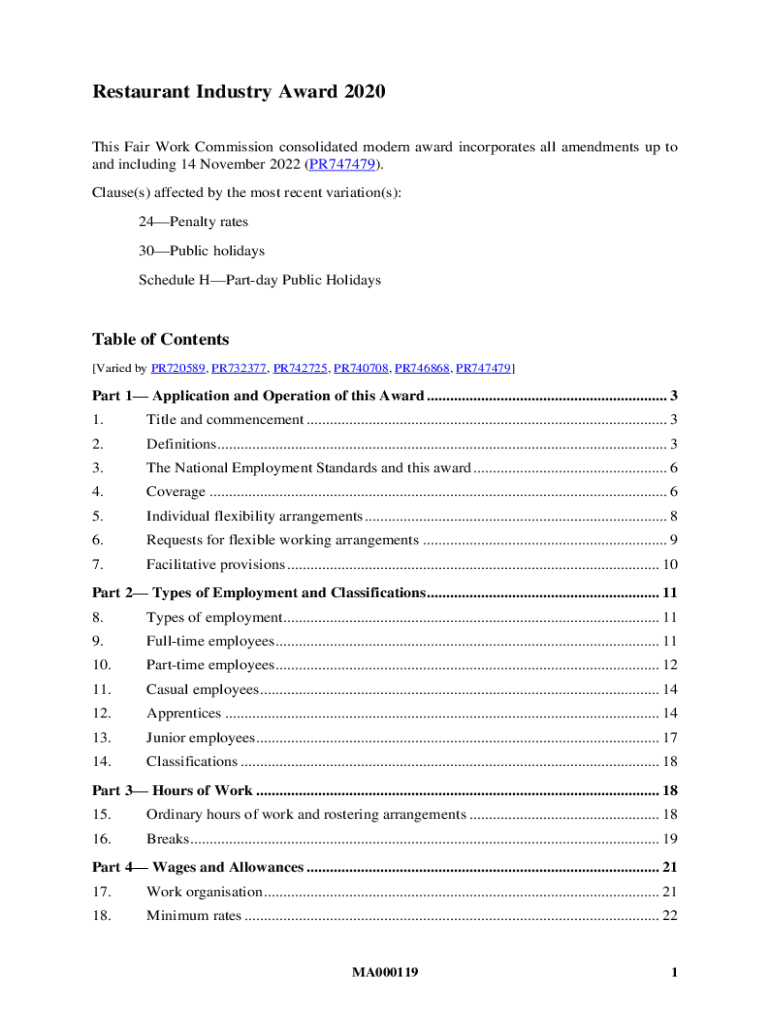 Fillable Online Kitchen hand award rate Fax Email Print pdfFiller