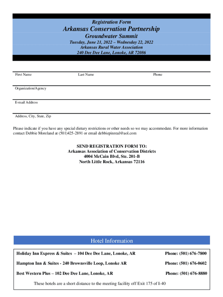 Fillable Online Exhibitor Registration Form - Arkansas Rural Water Association Fax Email Print ...