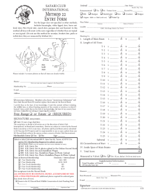 Fillable Online Method 22 Entry Form - Safari Club International Fax ...