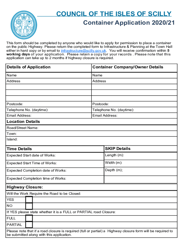 Fillable Online Shipping Container Permits, Zoning Laws, and Building