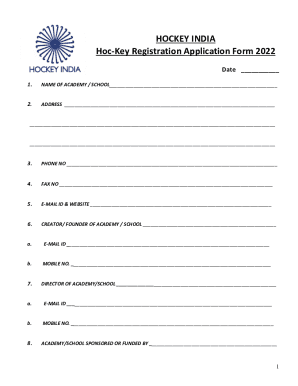 HOCKEY INDIA Academy Registration Application Form 2022