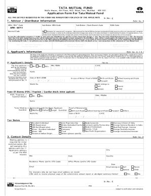 DATA UpDATioN ForM - Tata Mutual Fund