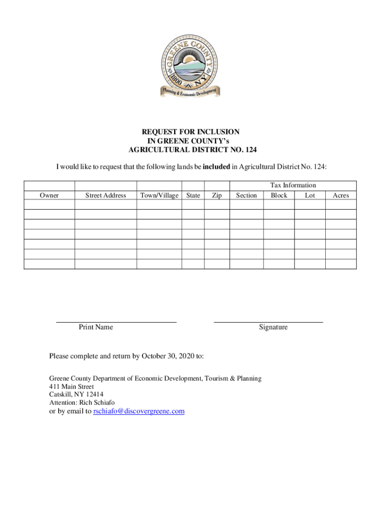 Fillable Online Agricultural District Review Frequently Asked Questions