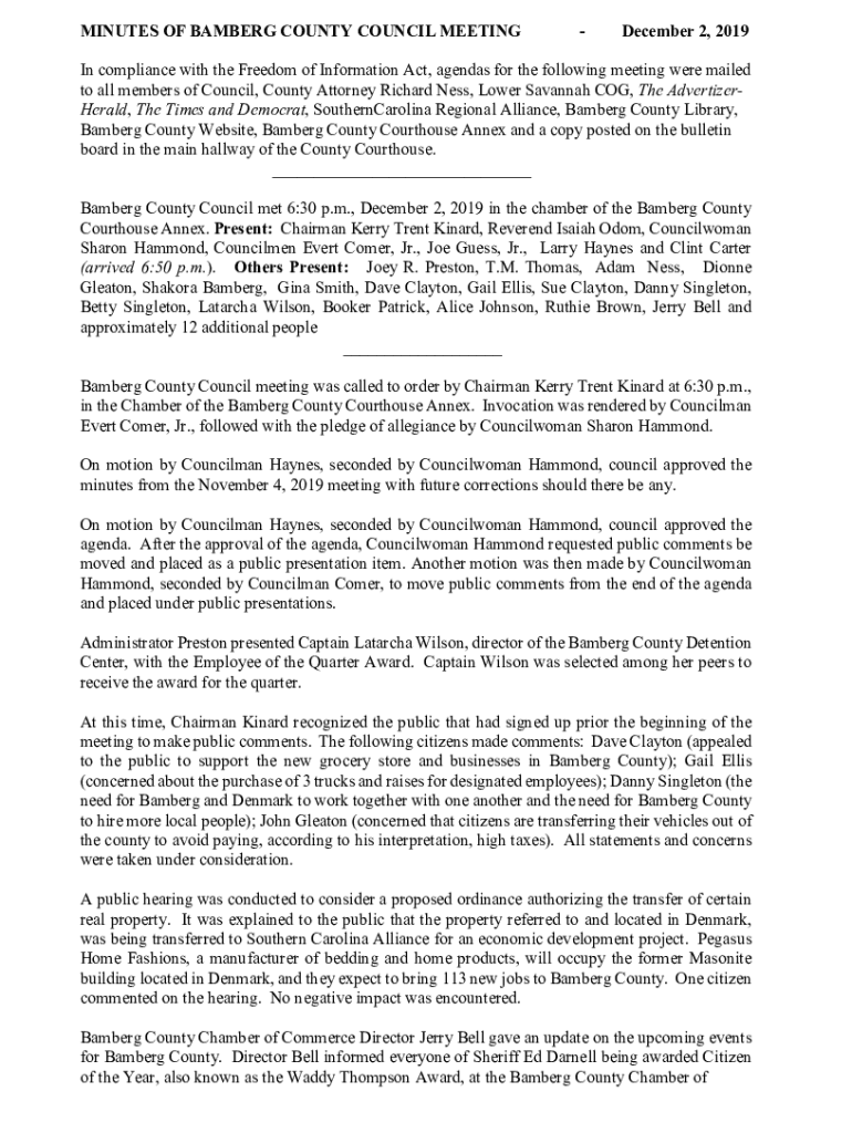 Fillable Online Bamberg County Government Fax Email Print pdfFiller