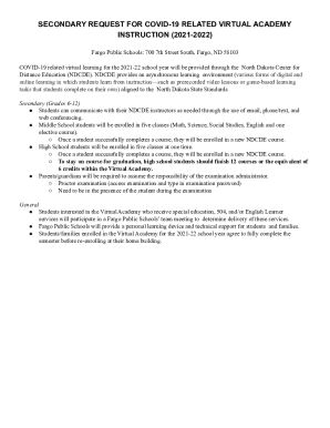 Secondary Request Form for Virtual Academy