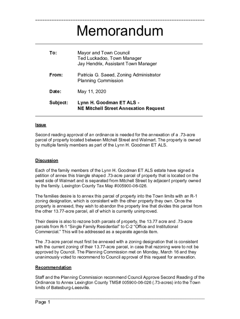 Fillable Online Office of Town Manager BatesburgLeesville Fax Email