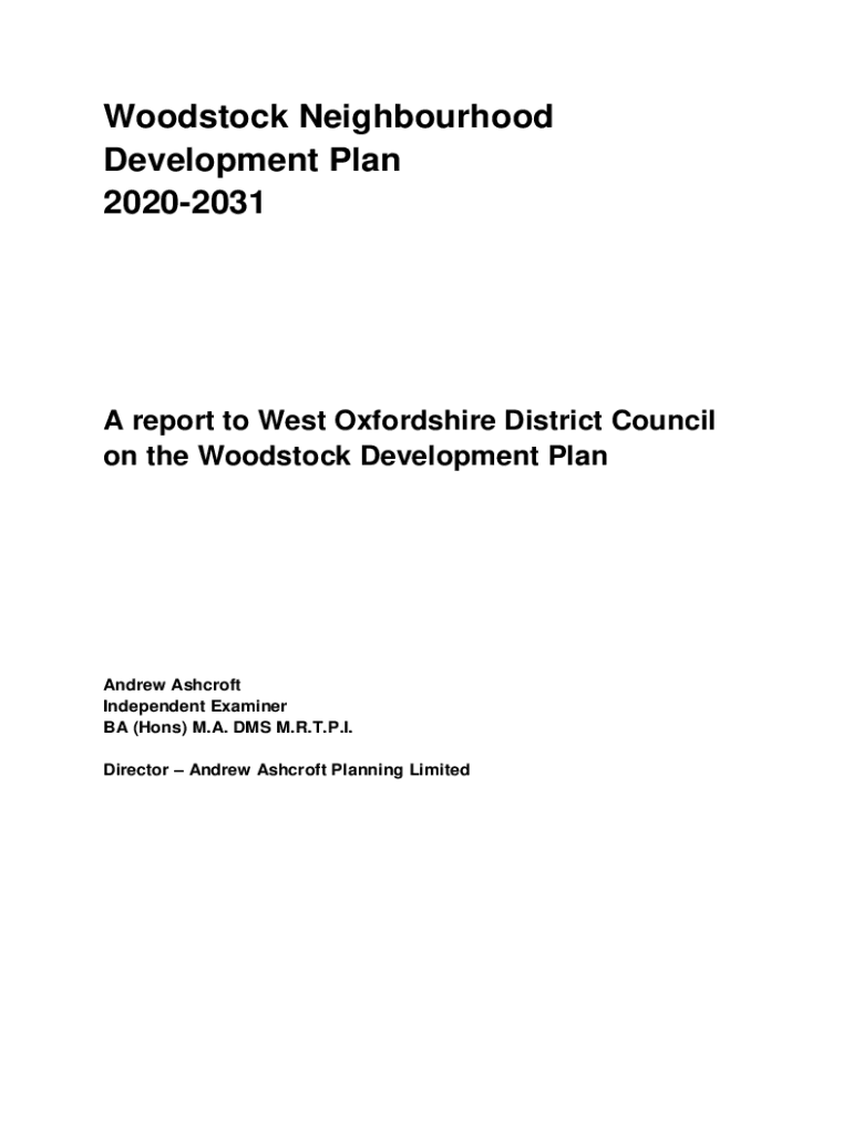 Fillable Online Woodstock Neighbourhood Development Plan Examiner's