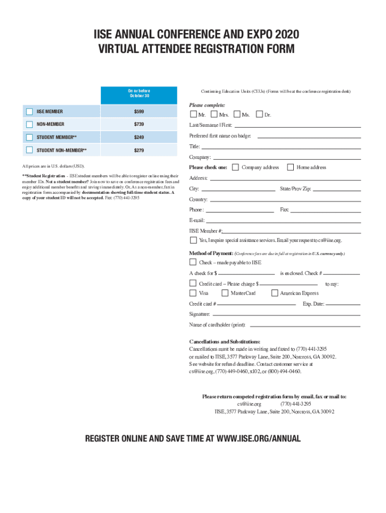 Fillable Online IISE Annual Conference Fax Email Print pdfFiller