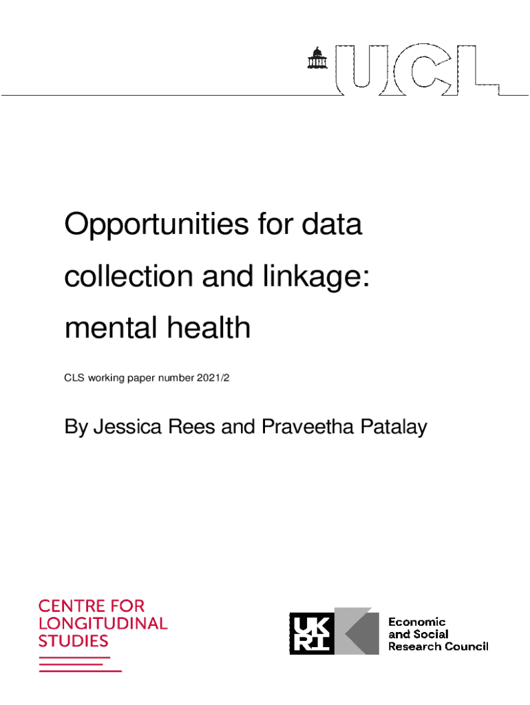 Fillable Online Opportunities for data collection and linkage mental
