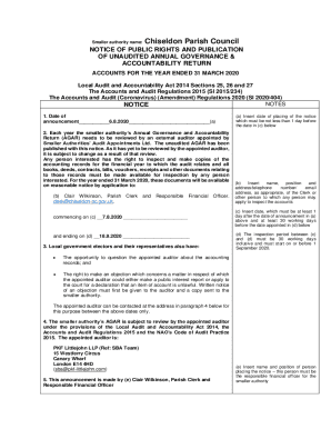 Notice Of Public Rights And Publication Of Unaudited Annual ...
