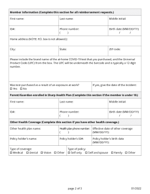 Sharp Health Plan 2022 Member reimbursement request form At-home COVID-19 tests. Sharp Health Plan 2022 Member reimbursement request form At-home COVID-19 tests