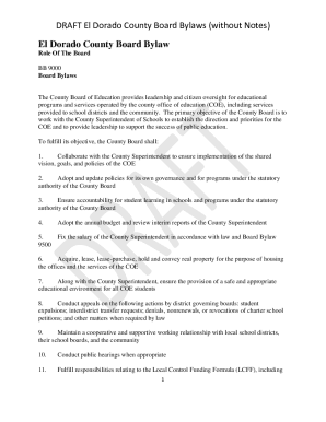 DRAFT El Dorado County Board Bylaws (without Notes)