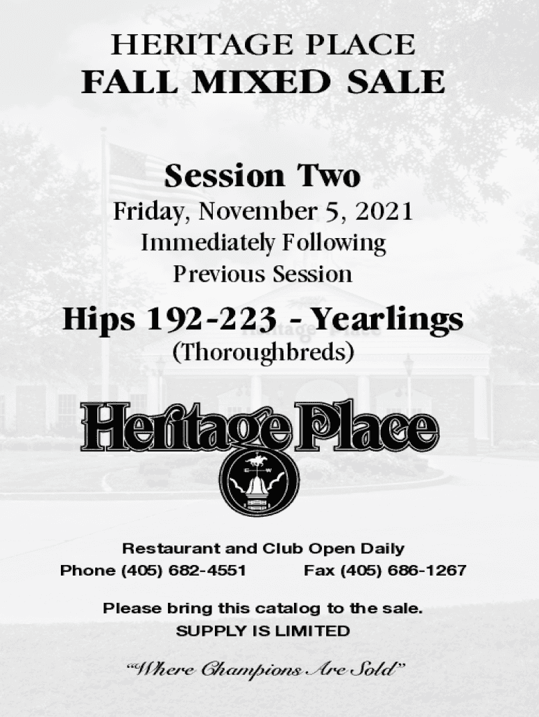 Fillable Online Heritage Place Fall Mixed Sale Catalog Available Online