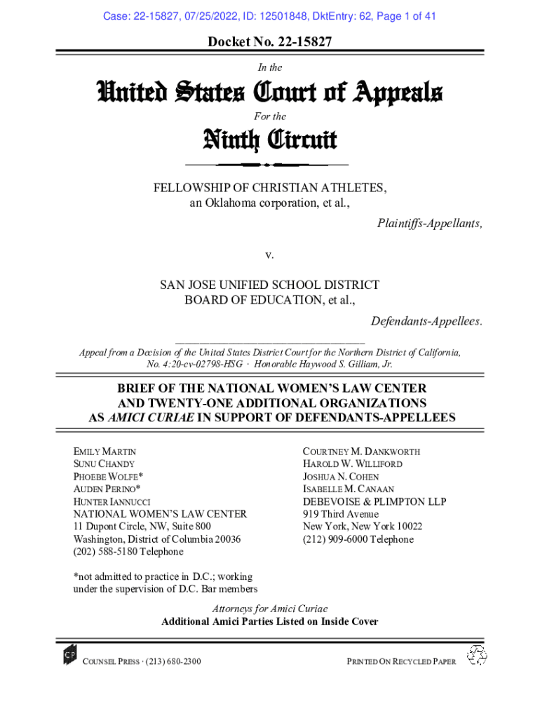 Fillable Online 2215827 Fellowship of Christian Athletes v. San Jose